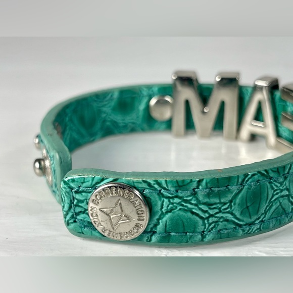 Vintage BCBGeneration Aqua Leather and Chrome Dream Bracelet with Snaps Y2K - Picture 5 of 9